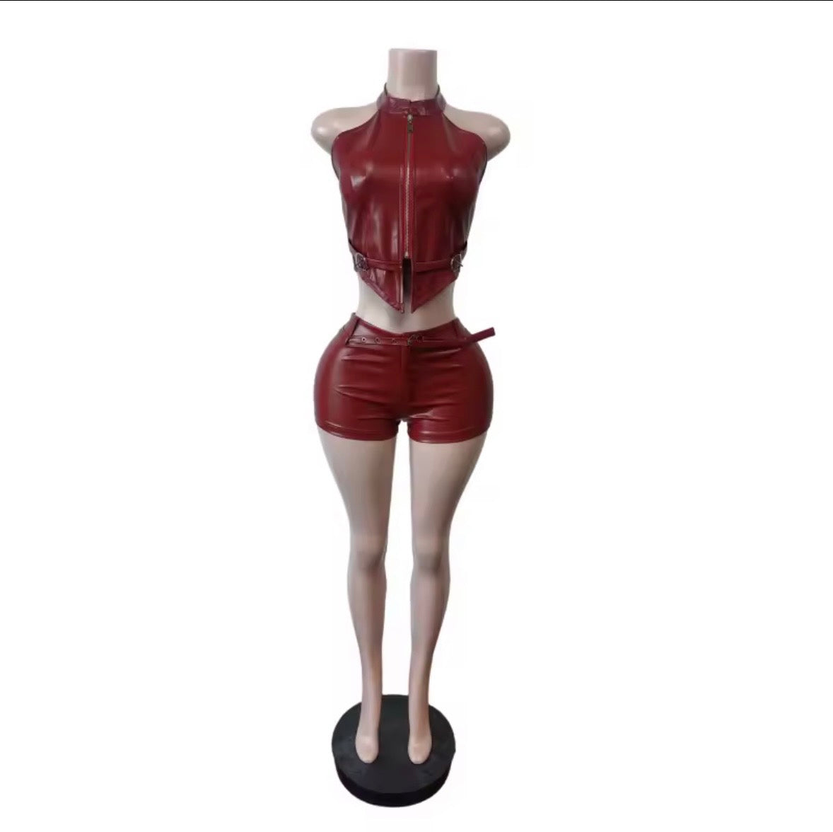 “Tipsy” Black Leather 2 Piece Set