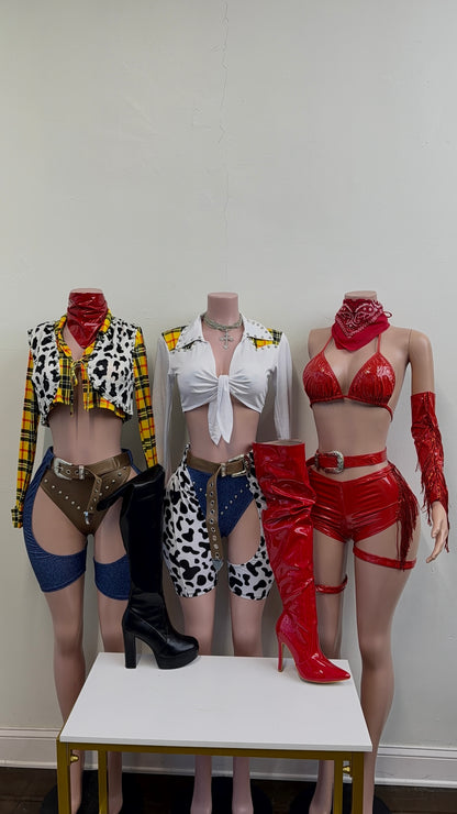“Wild West Baddie” Red 5 piece Costume