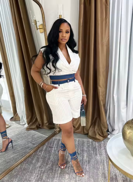 “Denim Denim” White 2 Piece Set
