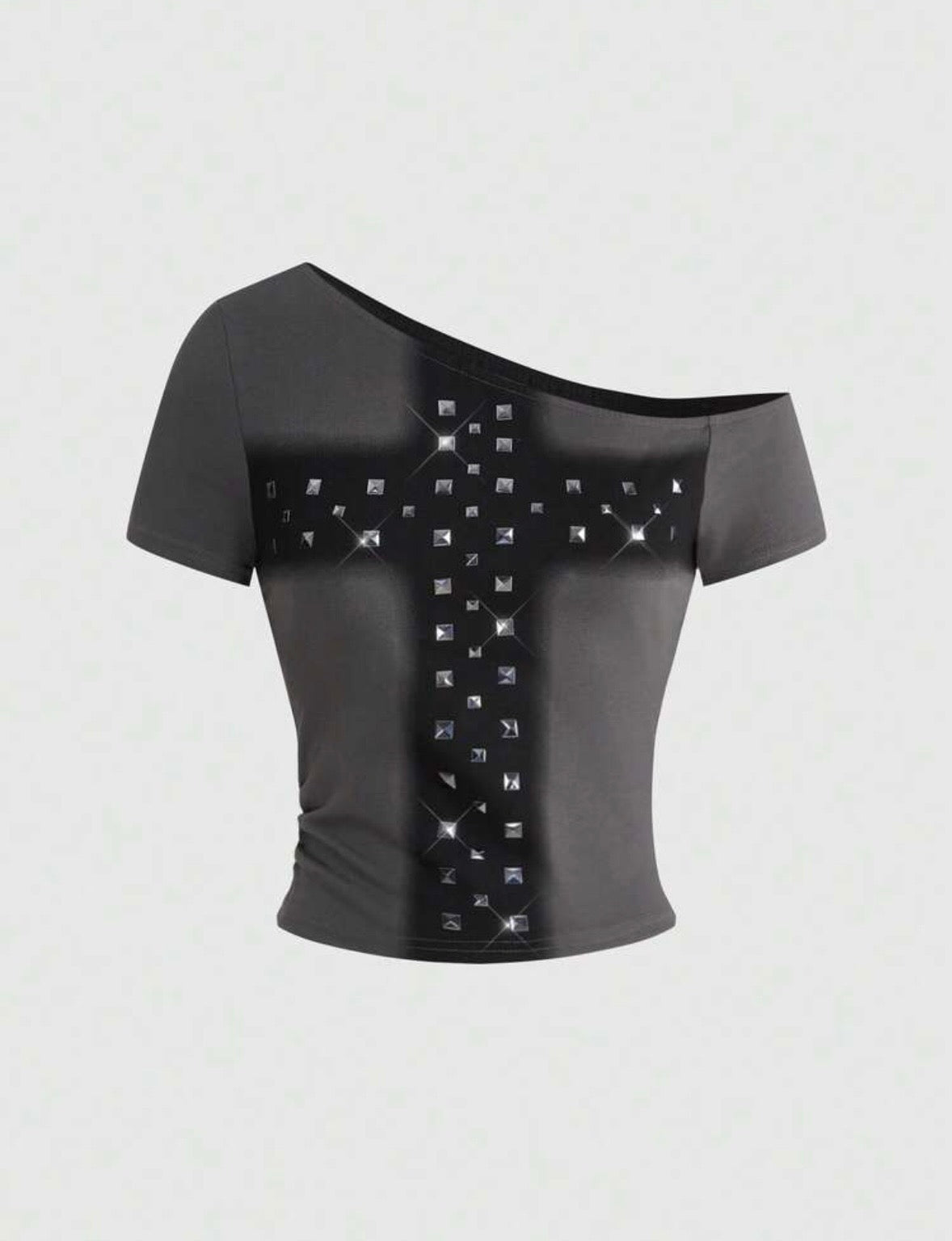 “Studded Cross” Grey Top