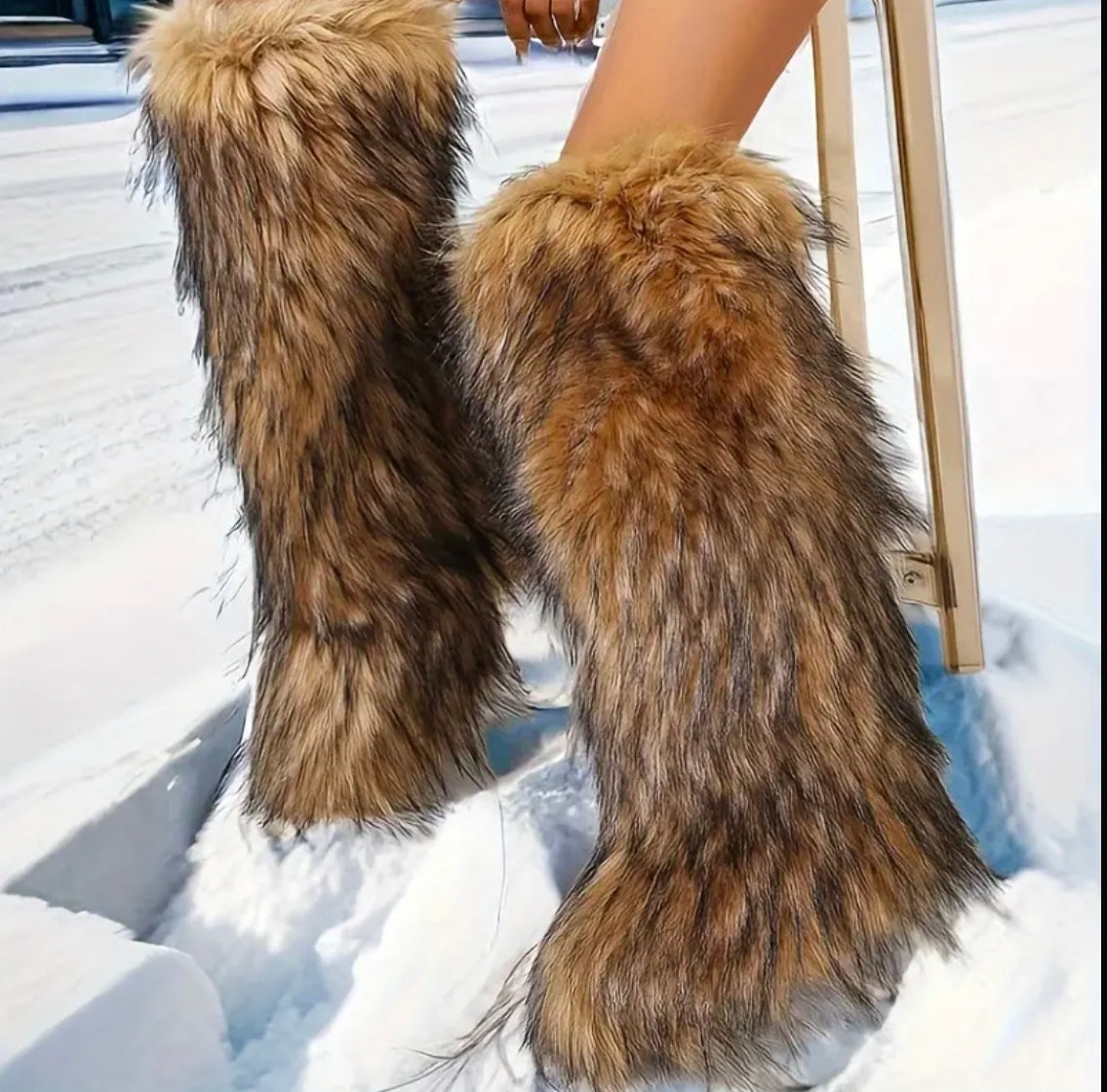 “Fluffy Furry” Brown Knee Boot