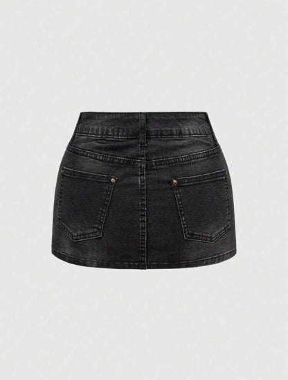 “Tony Tiger” Black Denim Skirt