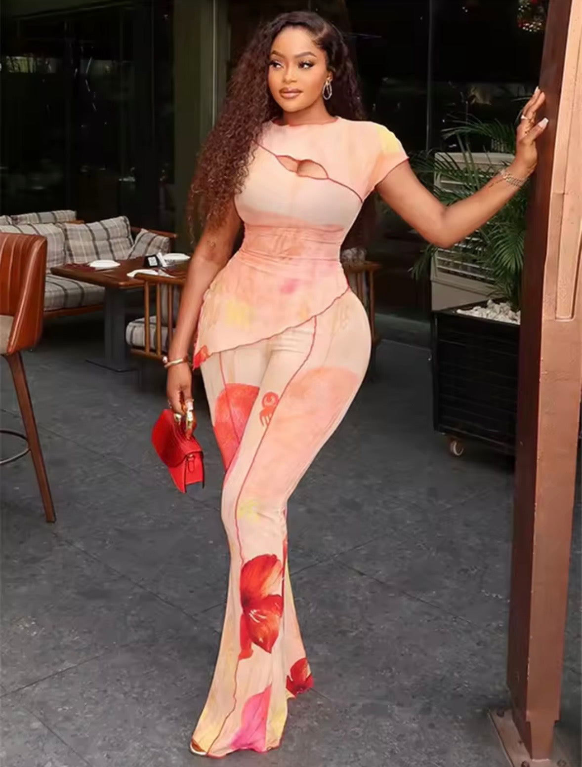 “Lotus Flower” Peach 2 Piece Set