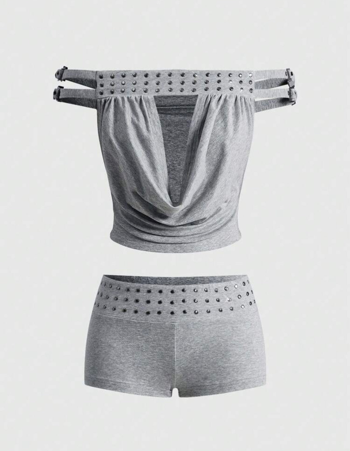 “Studded & Spoiled” Grey 2 Piece Set