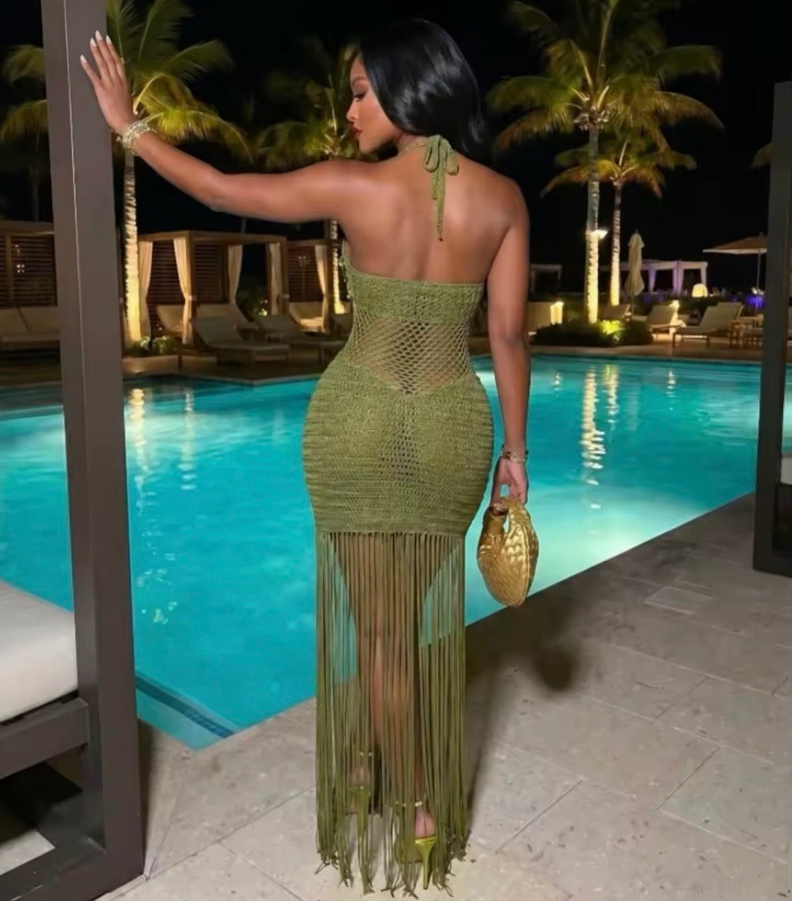 “Island Fringe” Nude Dress