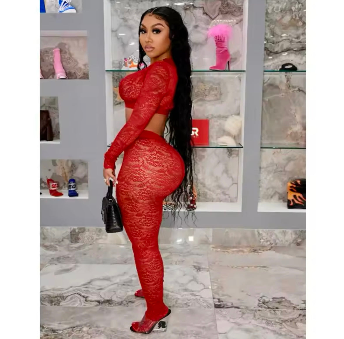 “Miss Me” Red Lace 2 Piece Set