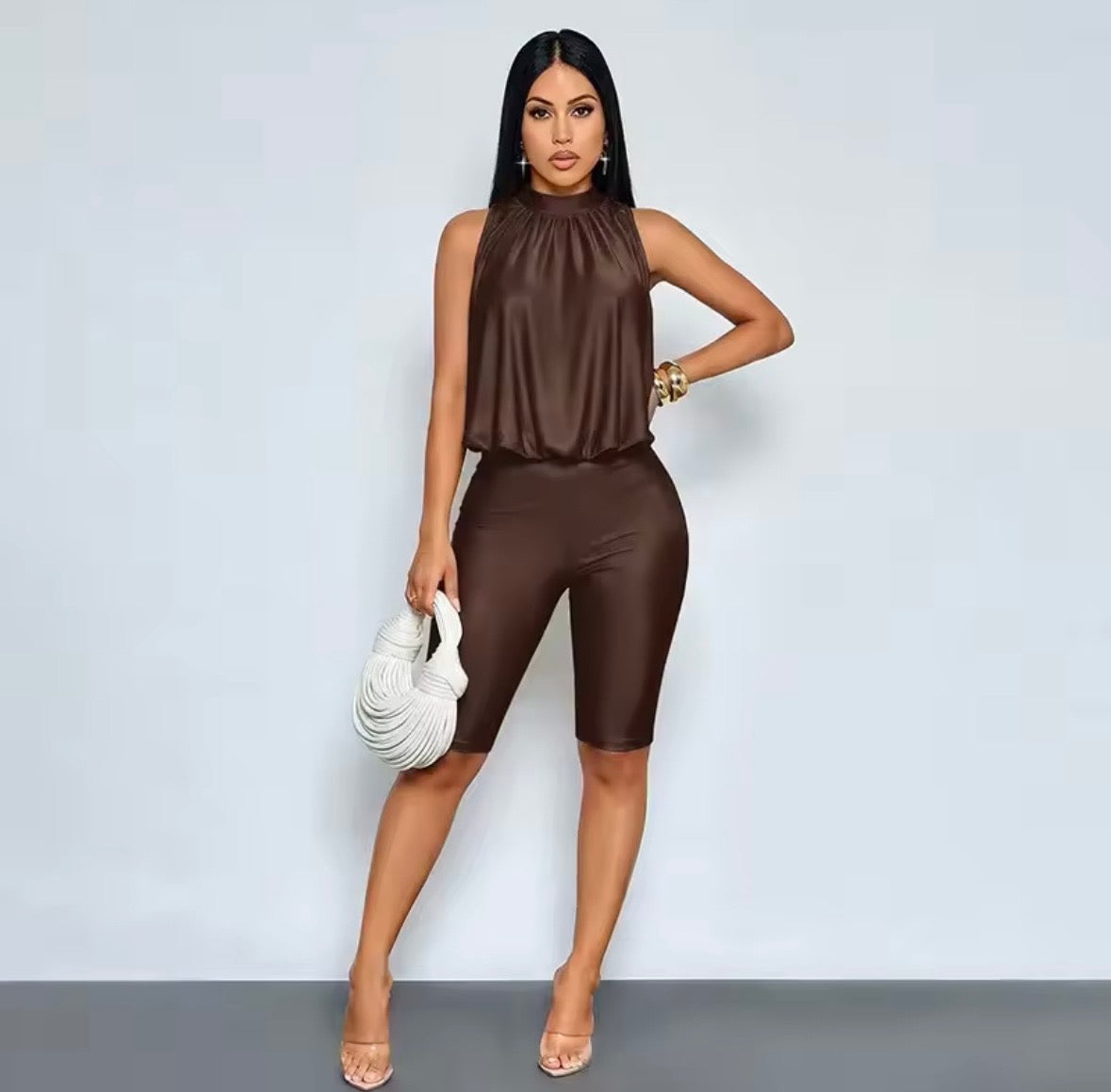 “Sweet Tea” Dark Brown Romper