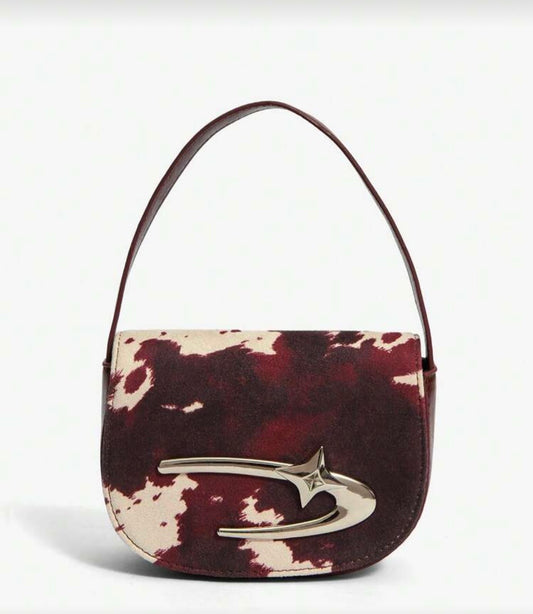 “Cowhide” Burgundy Handbag