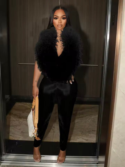 “Fancy Furr” Black Jumpsuit
