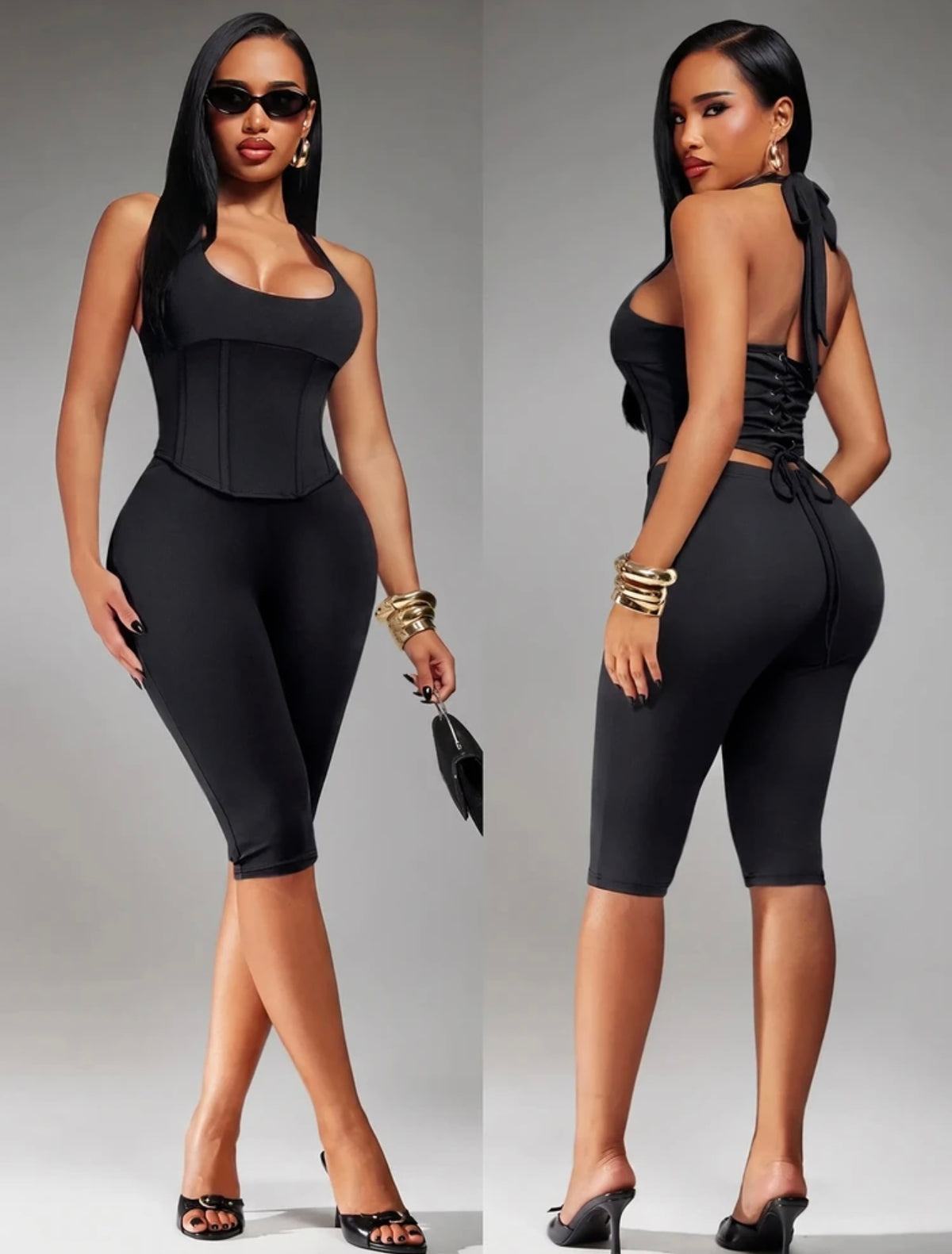 “Curves On Command” Black Polka Dot 2 Piece Set