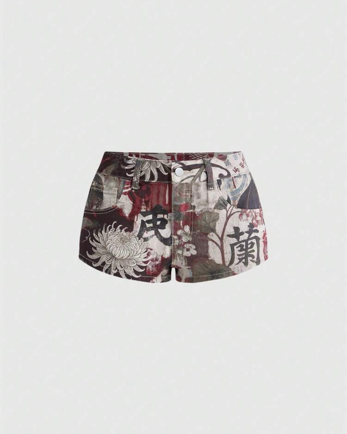 “China Town” Multicolor Denim Shorts
