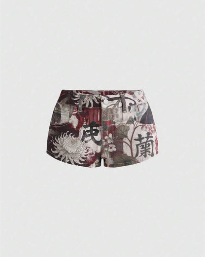 “China Town” Multicolor Denim Shorts