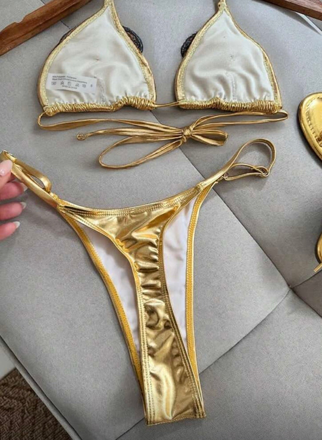 “Flowerette” Gold 2 Piece Swimsuit