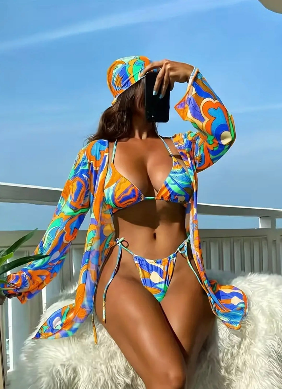 “Pleasure” Blue 4 Piece Swim Suit