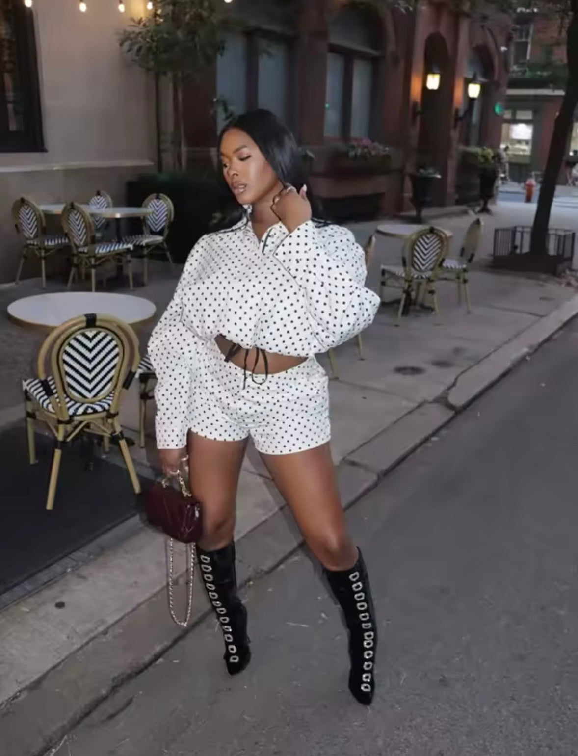 “Polka Who” Black 2 Piece Set