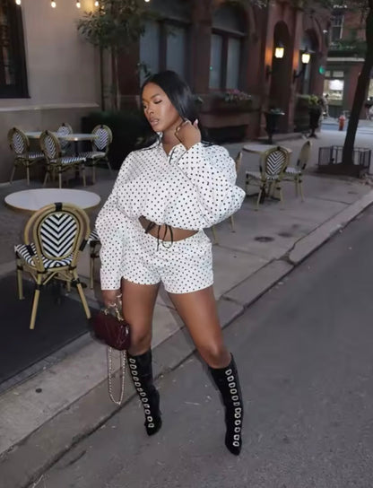 “Polka Who” Black 2 Piece Set