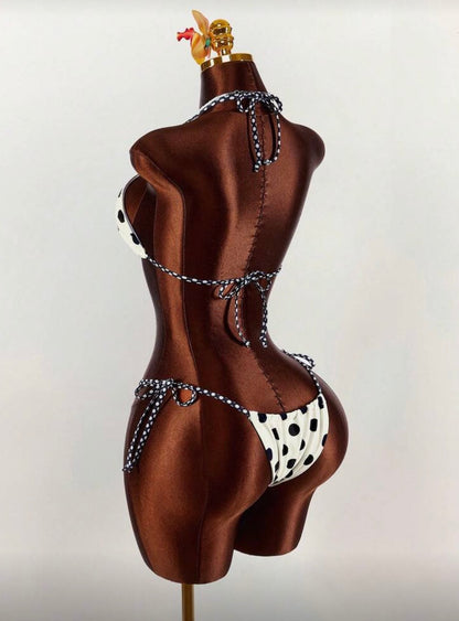 “Luxe Polka” White 2 Piece Swimsuit