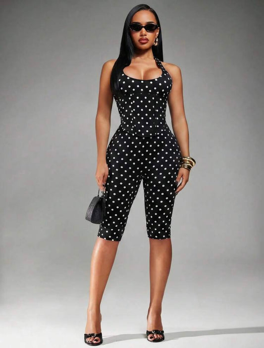 “Curves On Command” Black Polka Dot 2 Piece Set