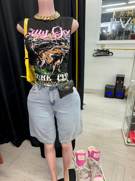 “Silly” Black Graphic Top
