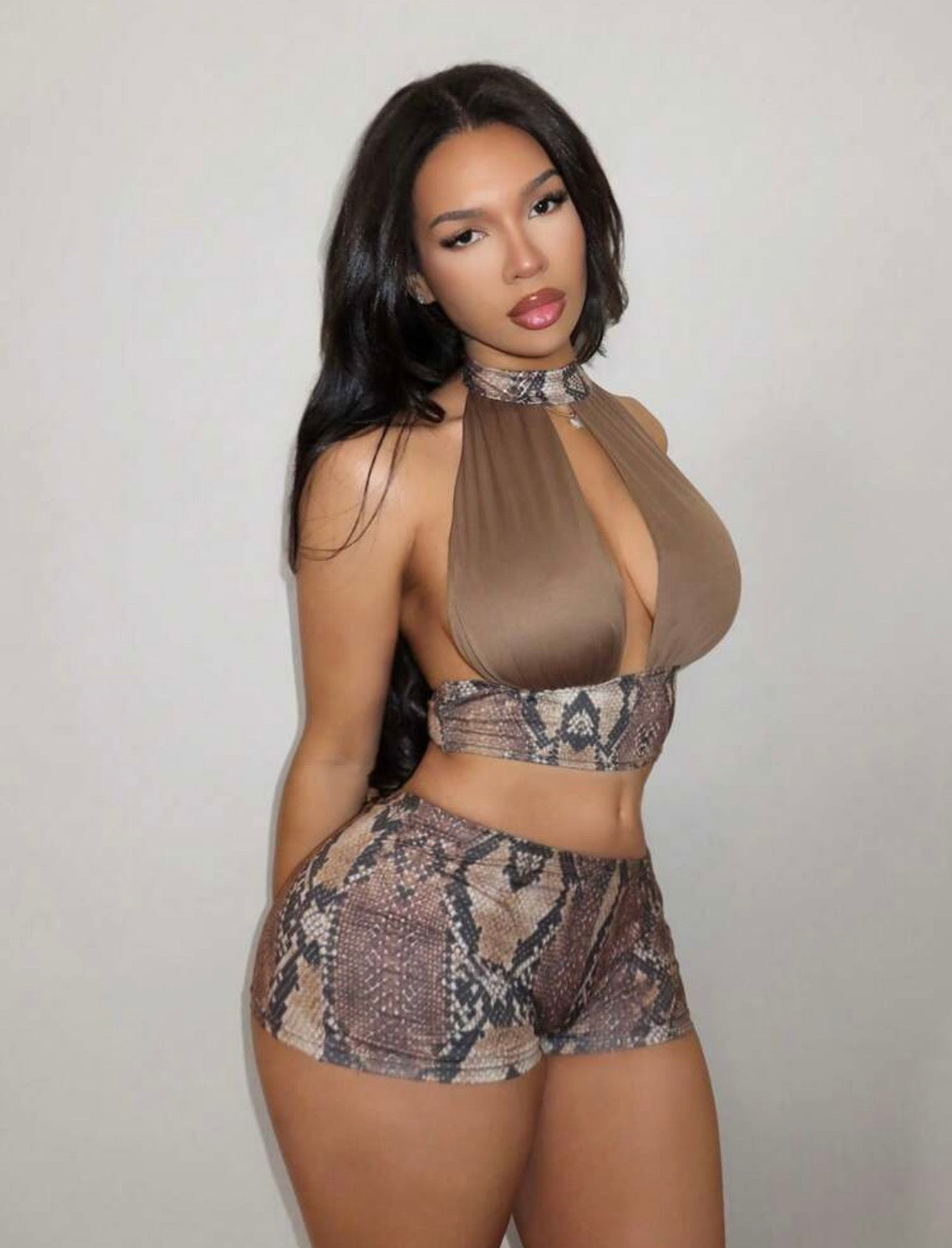 “Stunna Snake” Brown 2 Piece Set