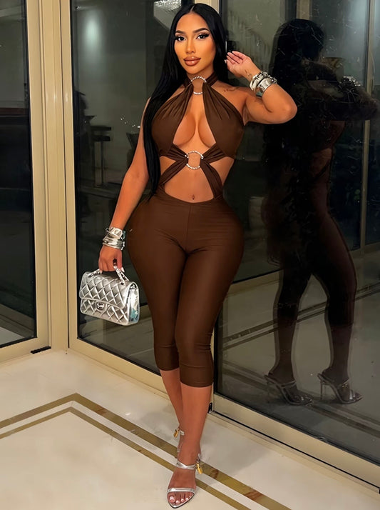 “Ring Leader” Brown Romper