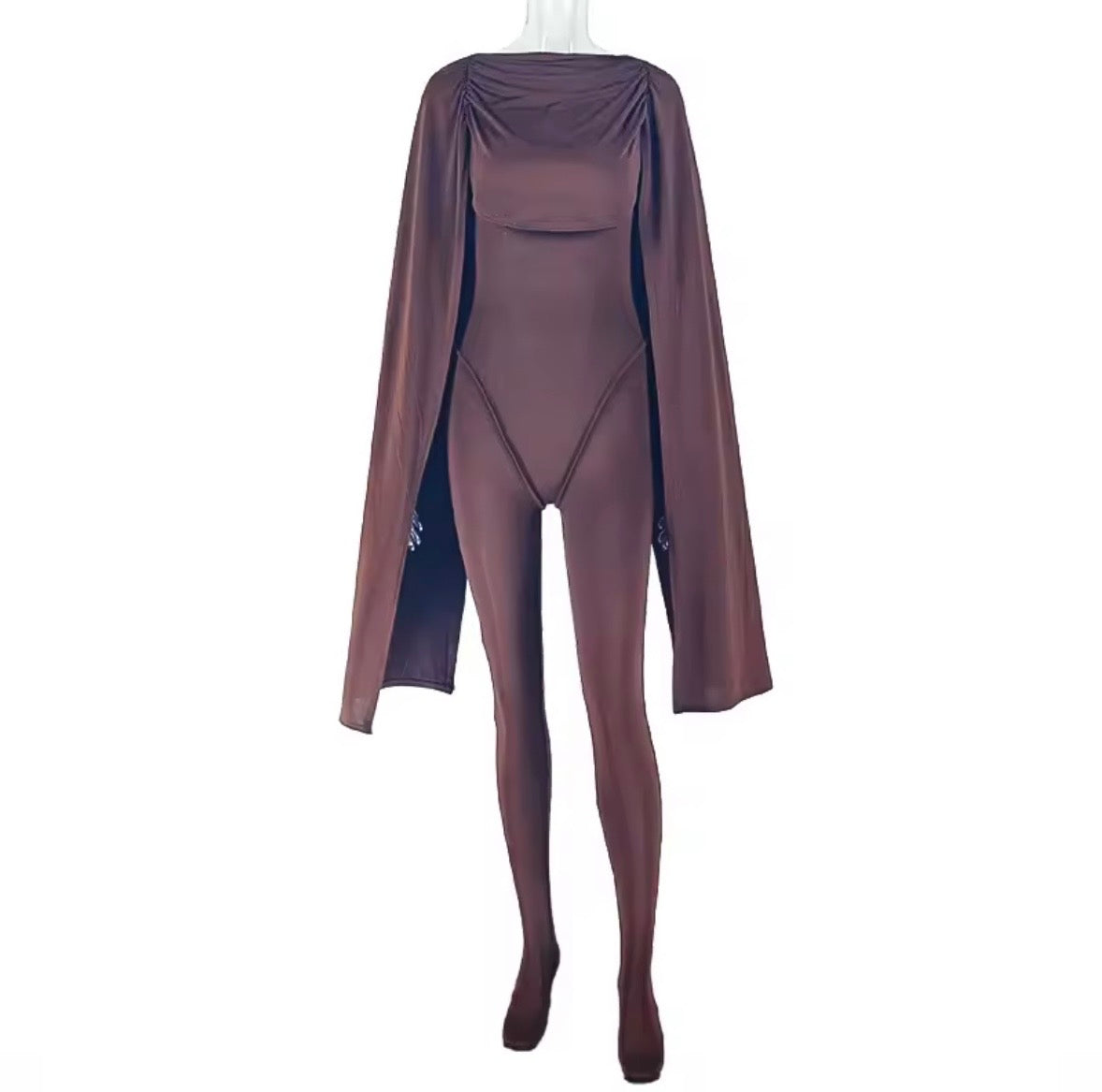 “Casey Cape” Brown Jumpsuit