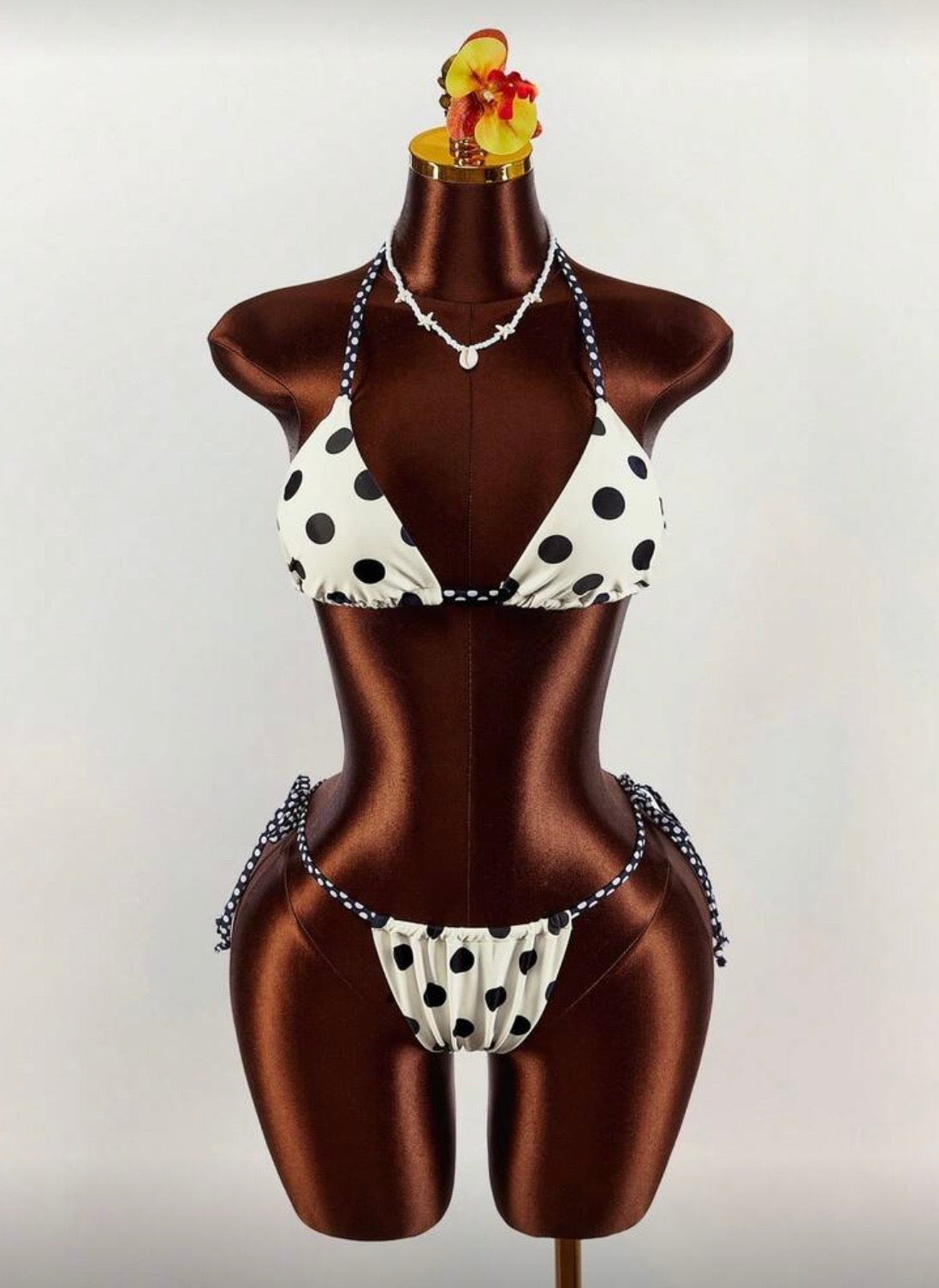 “Luxe Polka” White 2 Piece Swimsuit