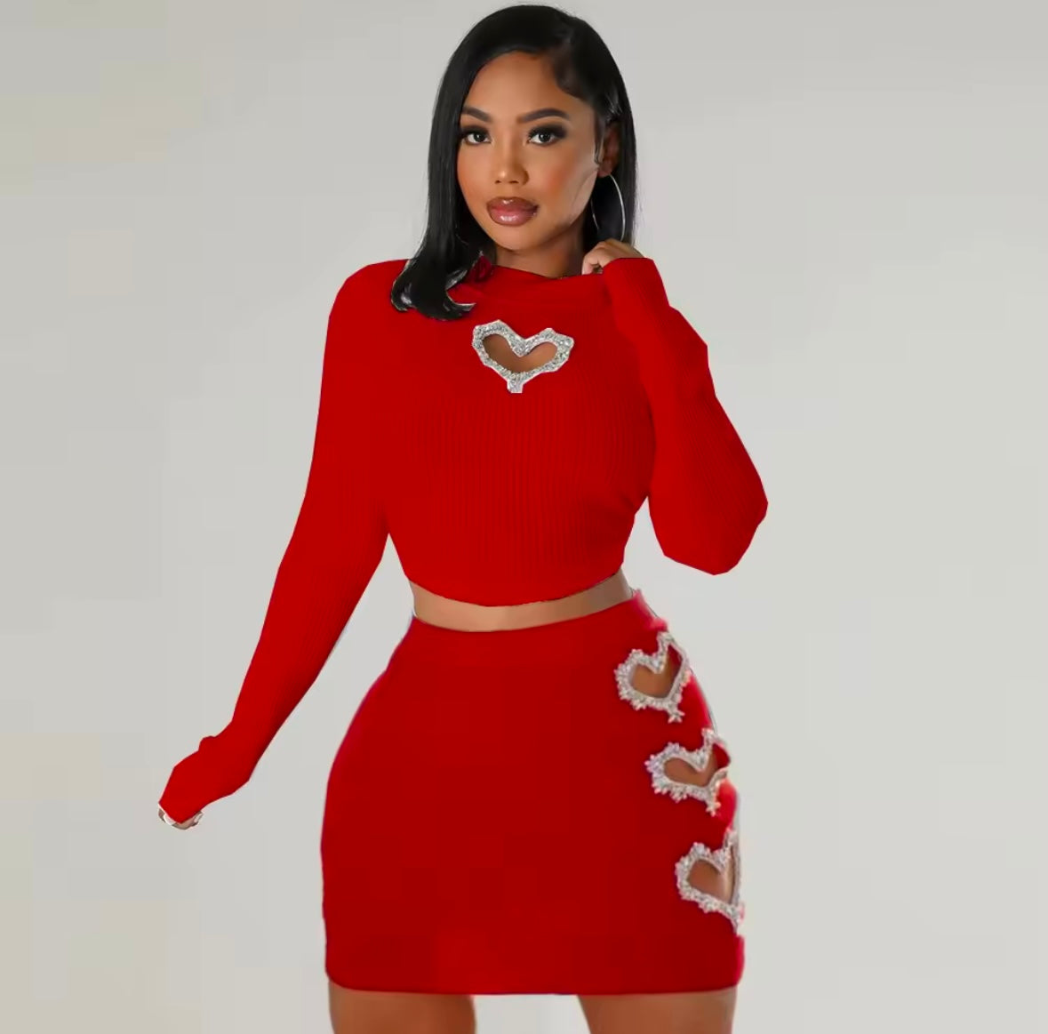“Blood Diamonds” Red Skirt Set