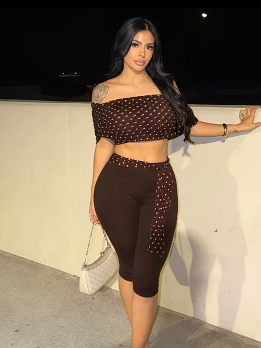 “Polka Muse” Brown 2 Piece Set