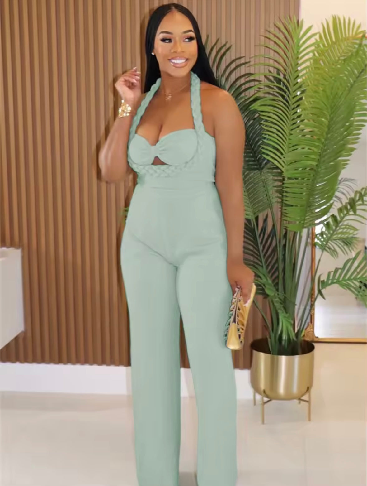 “Robin” Pastel Green Jumpsuit