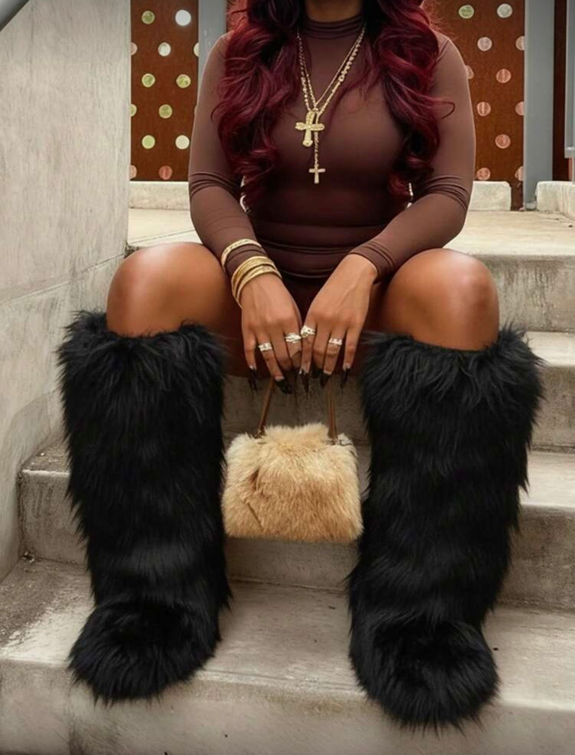 “Fluffy Furry” Black Boot