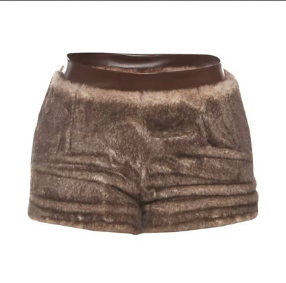 “Meoshi” Brown Furr Shorts