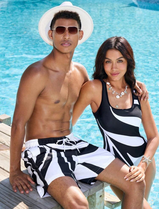 “Allusion Swirl” Swim Trunks