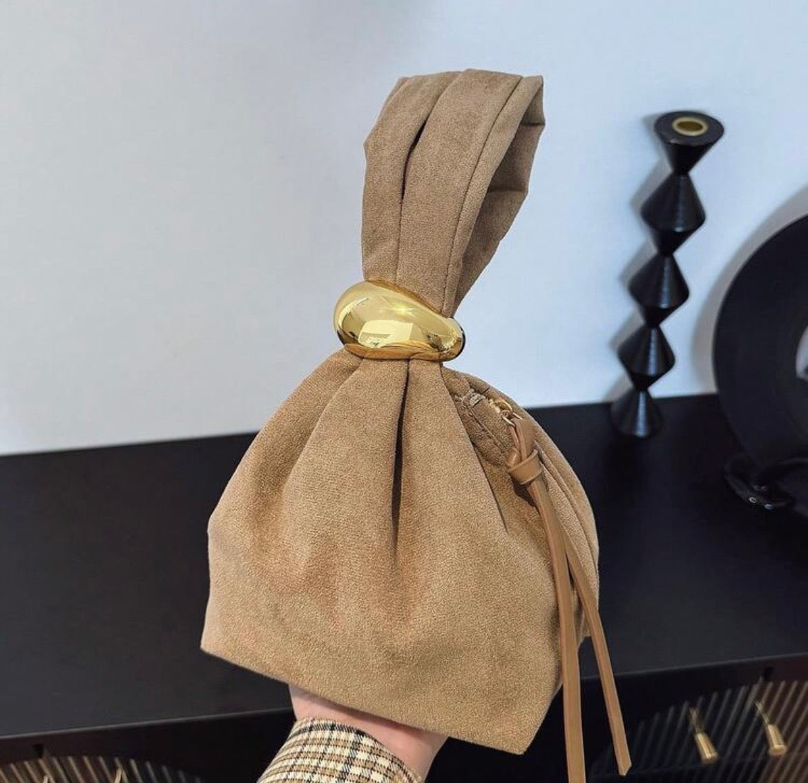 “Gilded Knot” Khaki Handbag