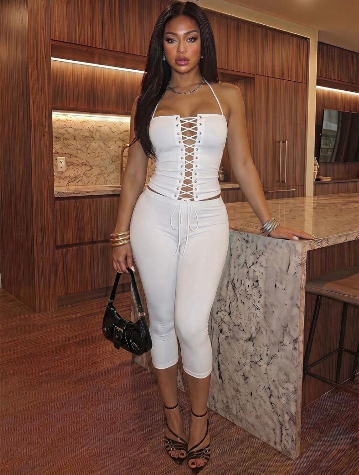 “Lorielle” White 2 Piece Set