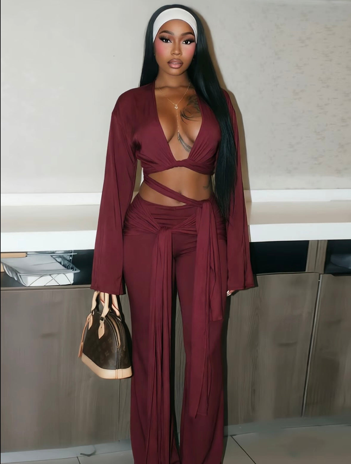 “Slay Day” Burgundy 2 Piece Set