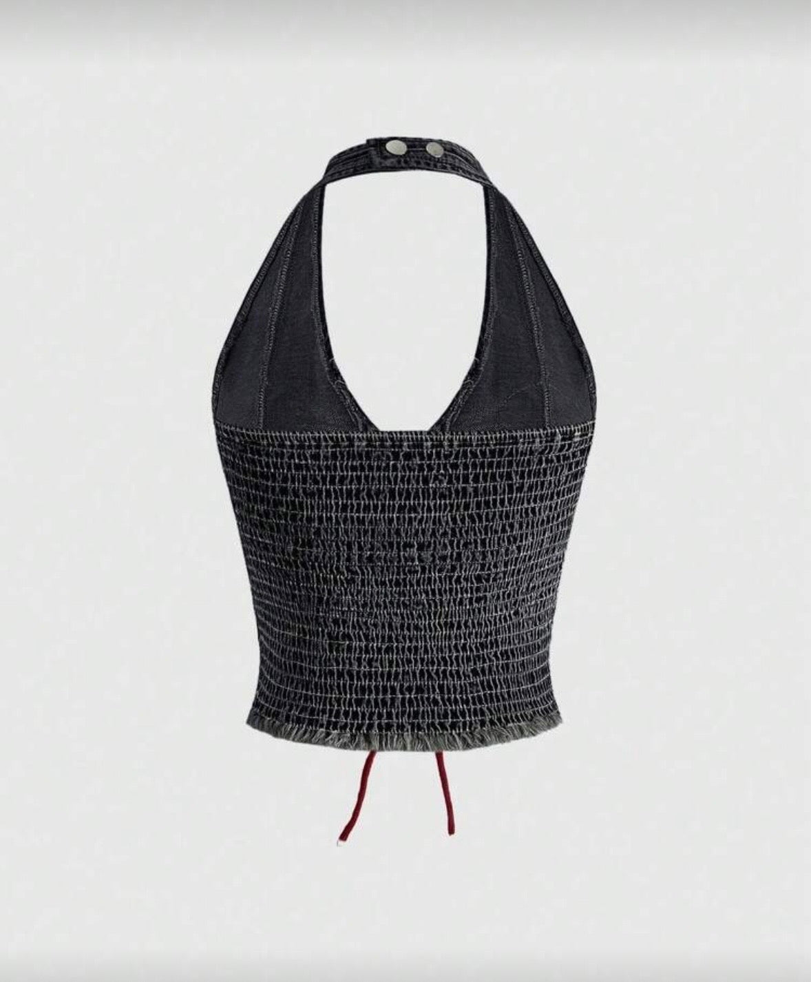“Flick It” Black Denim Top
