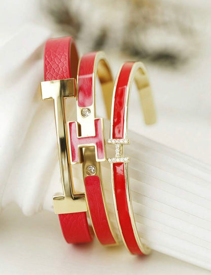 “Hermes Stack” Red Bracelet Set