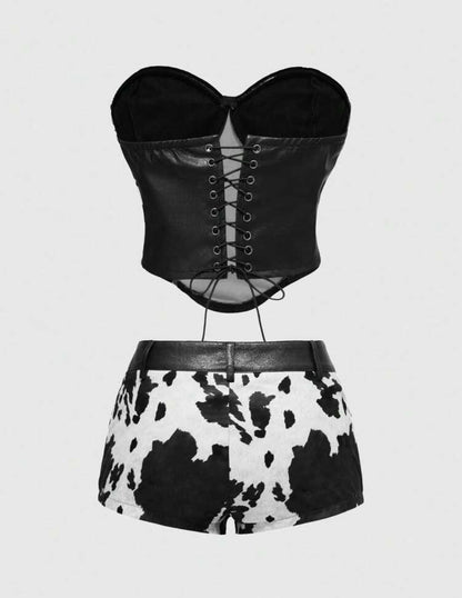 “Cowgirl” Black Leather 2 Piece Set