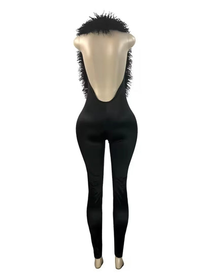 “Fancy Furr” Black Jumpsuit