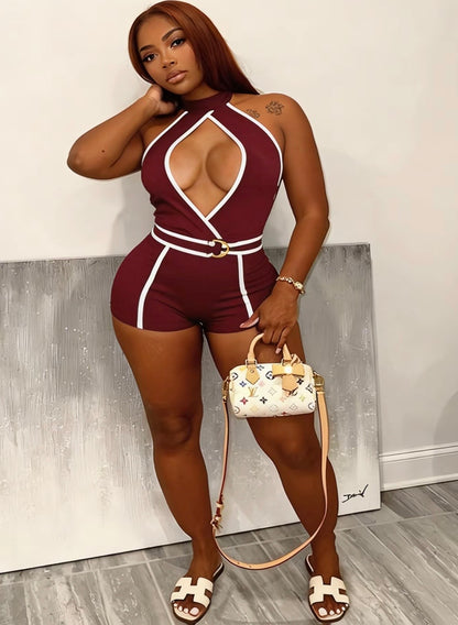 “Burmese” Burgundy Romper