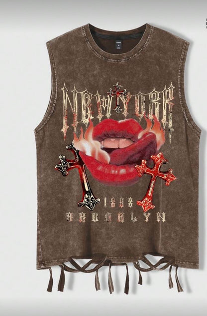 “Brooklyn Lips” Brown Top