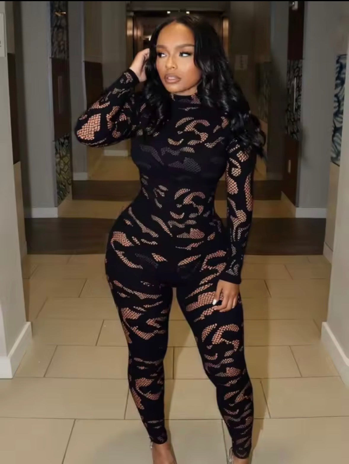“Abstract” Black Jumpsuit
