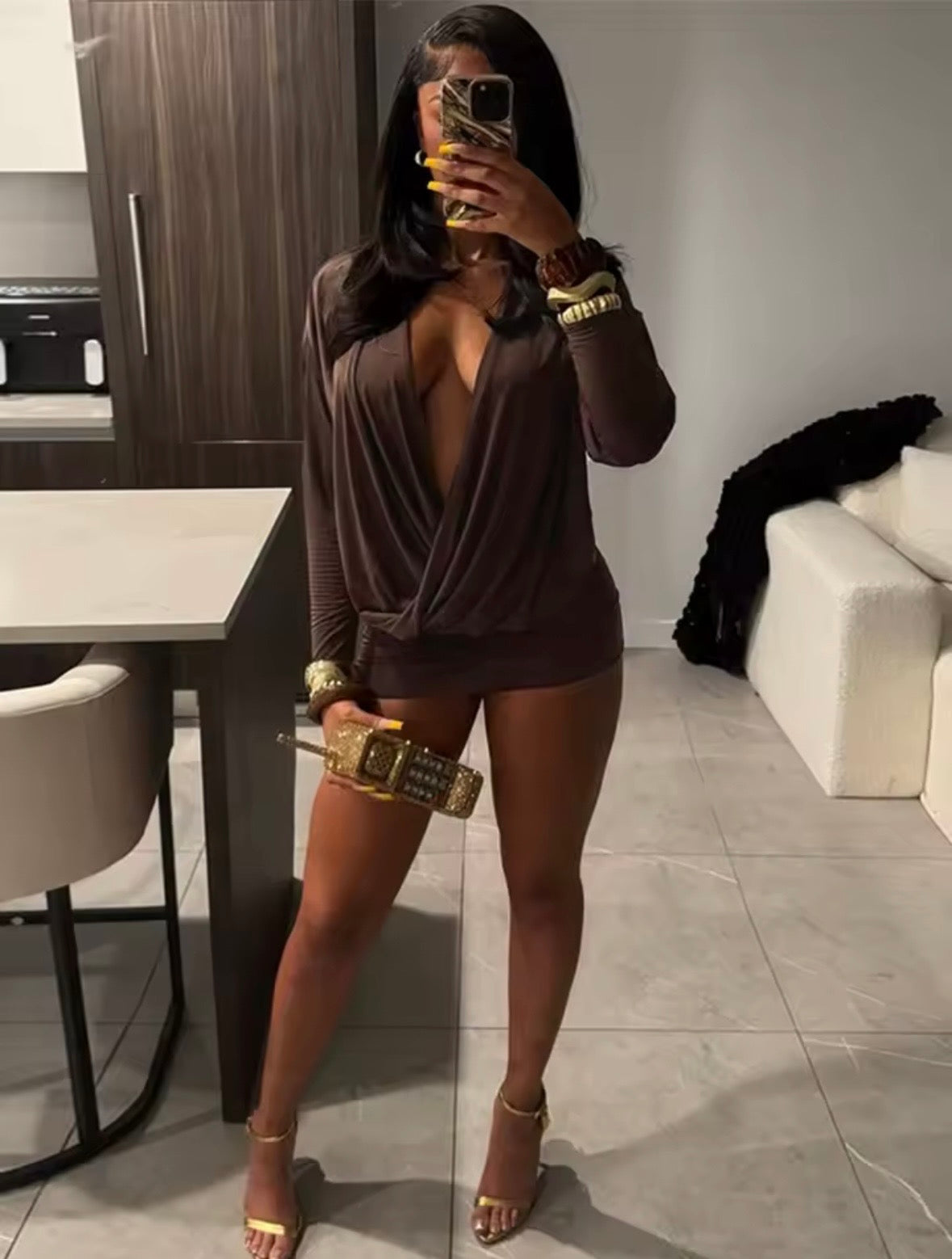 “Bronze Beauty” Brown Dress