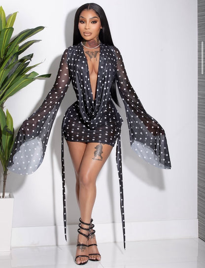 “Sec See” Black Polka Dot Dress