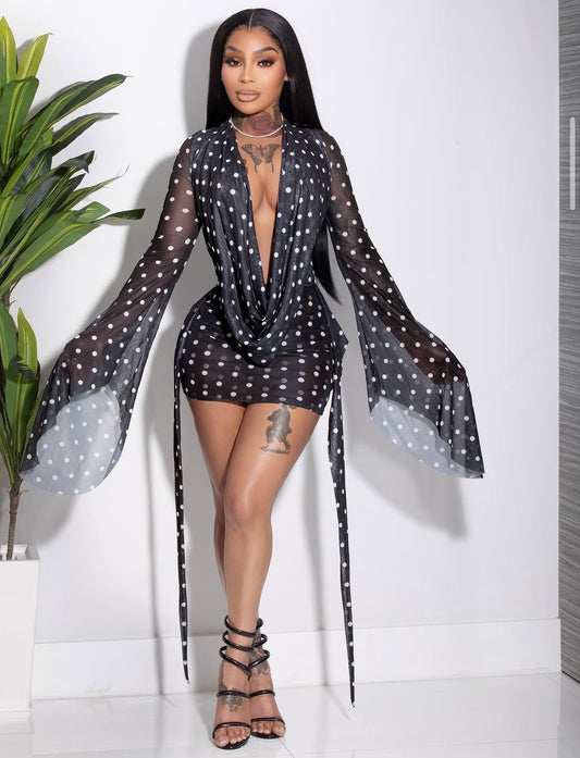“Sec See” Black Polka Dot Dress