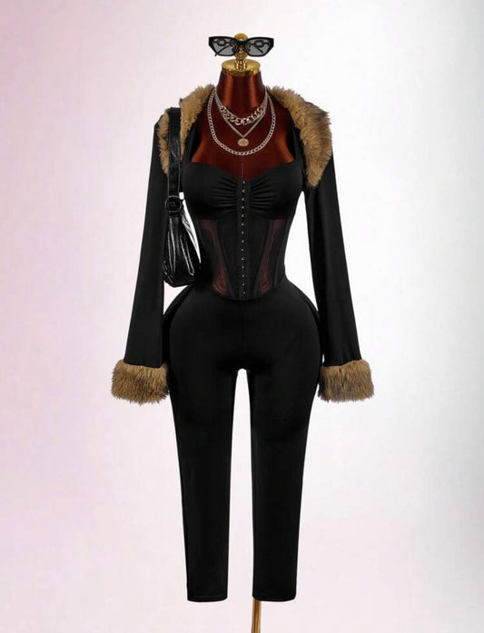 “Rich Girl Season” Black Romper