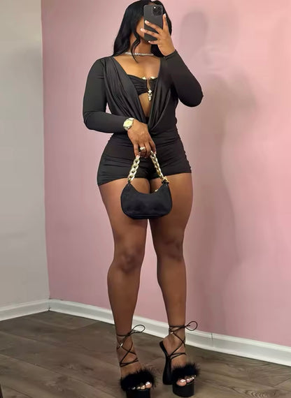 “Nadia” Black Romper