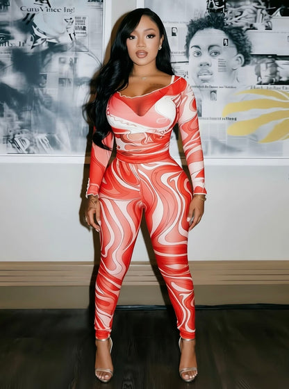 “Waves For Days” Red 2 Piece Set