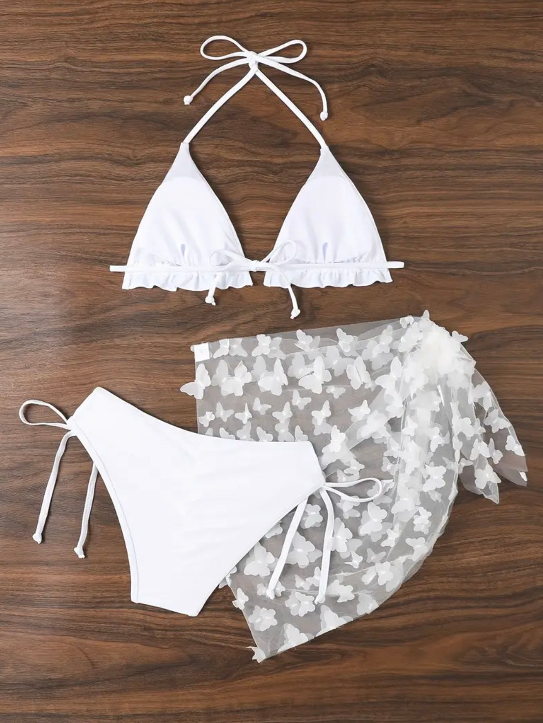 “Widow” White 3 Piece SwimSuit